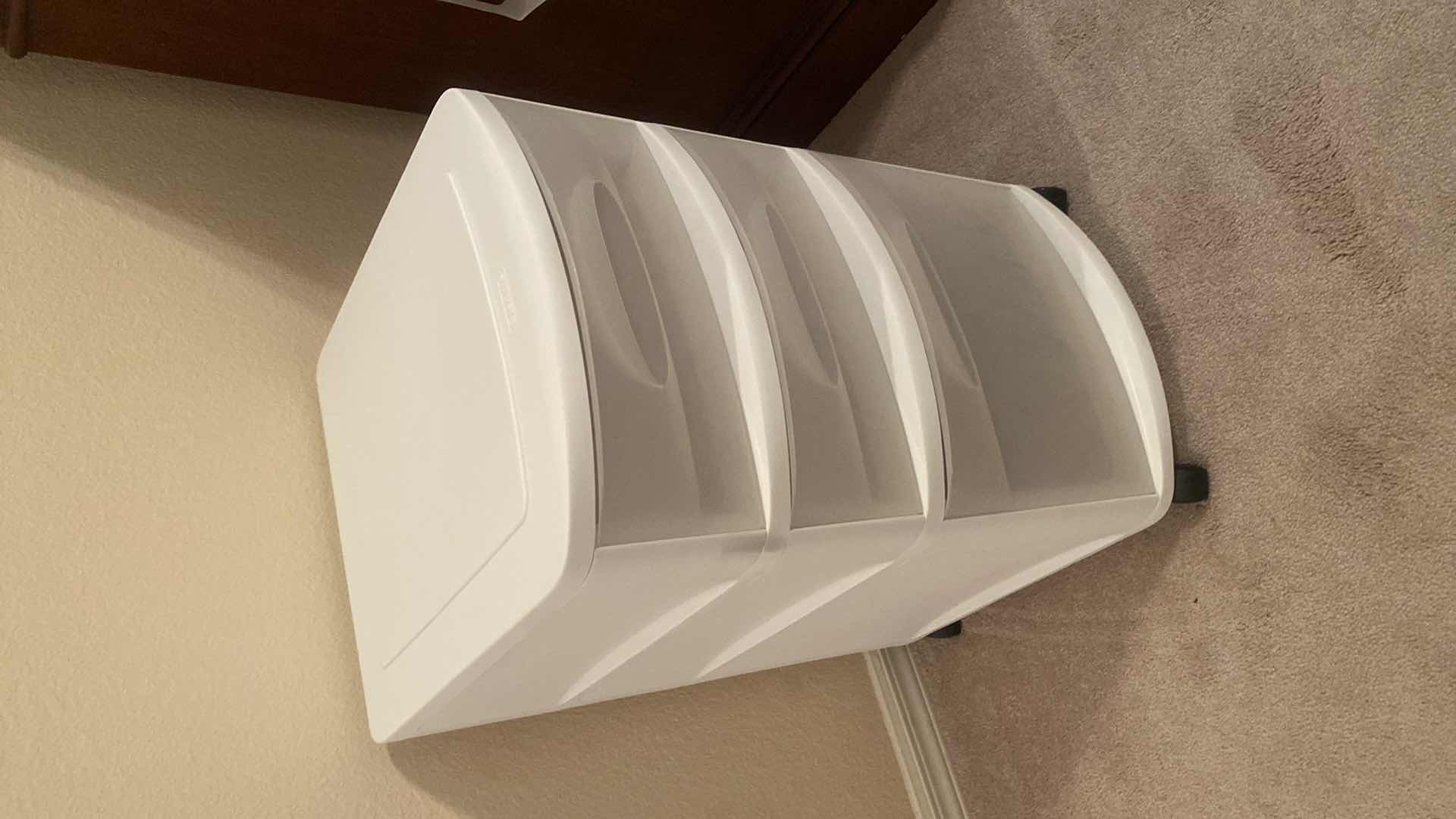 Photo 1 of ROLLING PLASTIC CART 15” x 18 1/2” H26” & COLLAPSABLE LAUNDRY BASKET