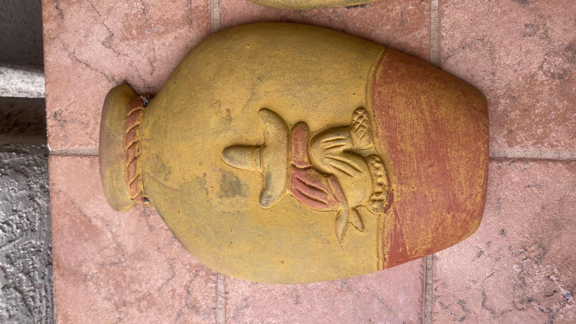 Photo 1 of 2 CLAY VASE FOR WALL OR GROUND LARGEST H10”