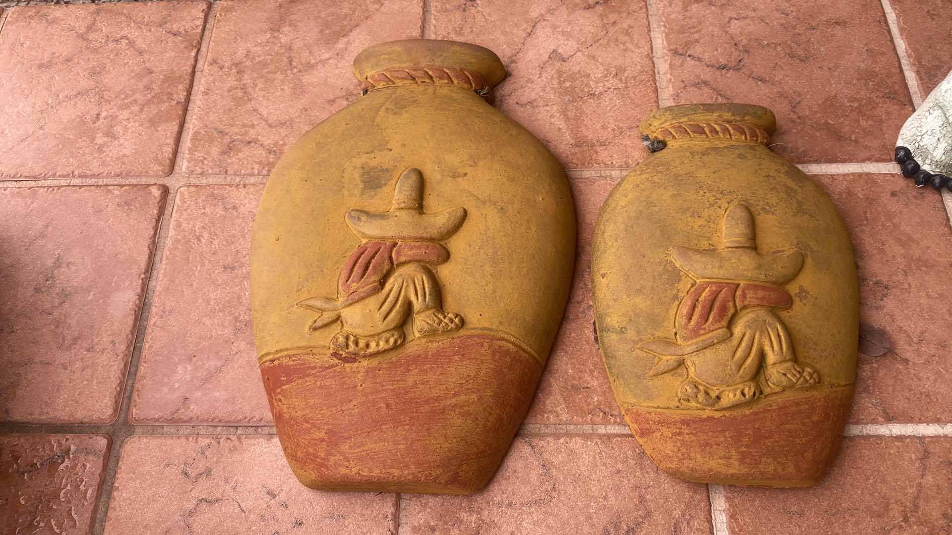 Photo 1 of 2 CLAY VASE FOR WALL OR GROUND LARGEST H10”