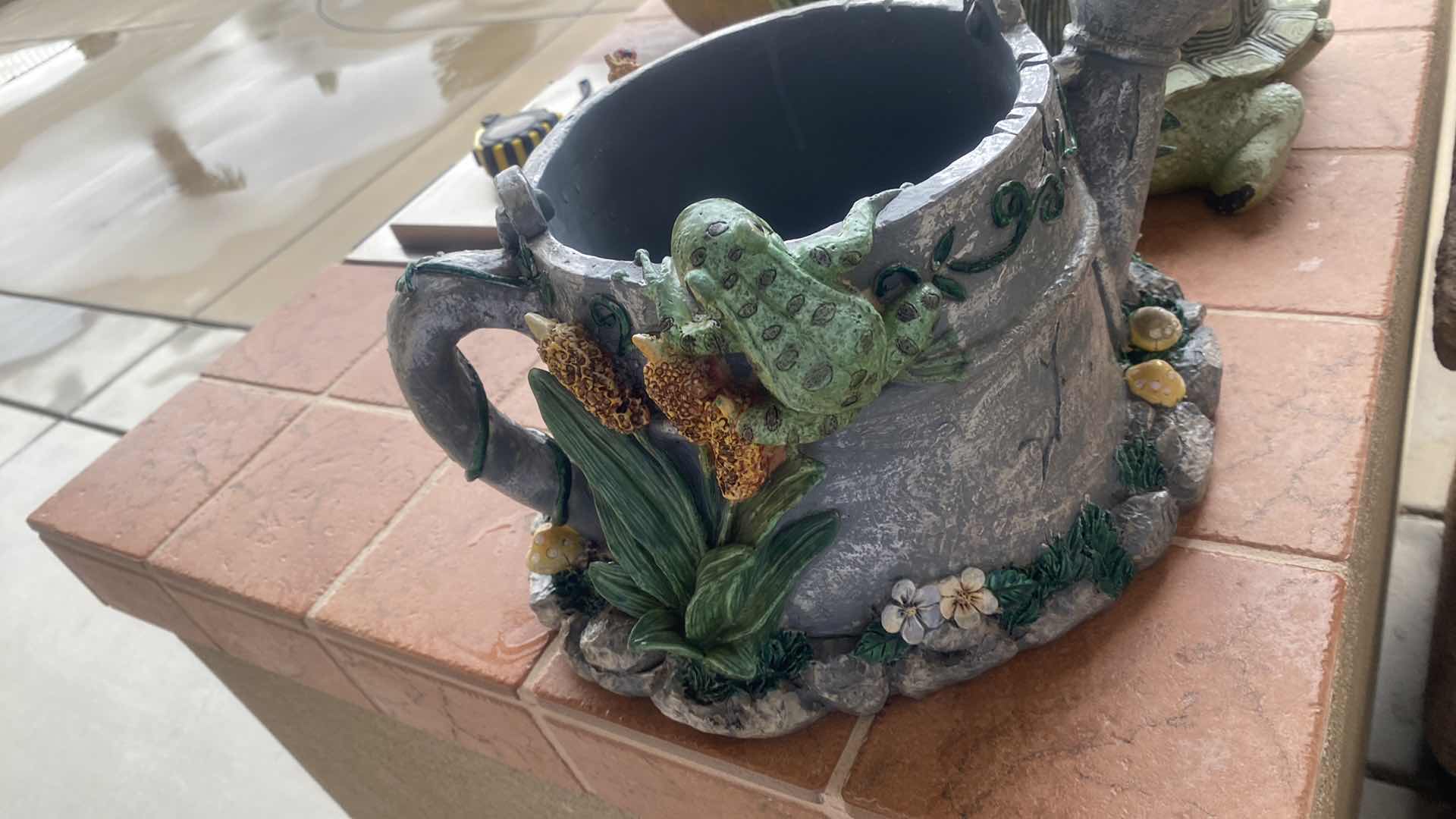 Photo 1 of HEAVY CAST RESIN EMBELLISHED WATERING CAN POT 14 1/2” x 8 1/2”