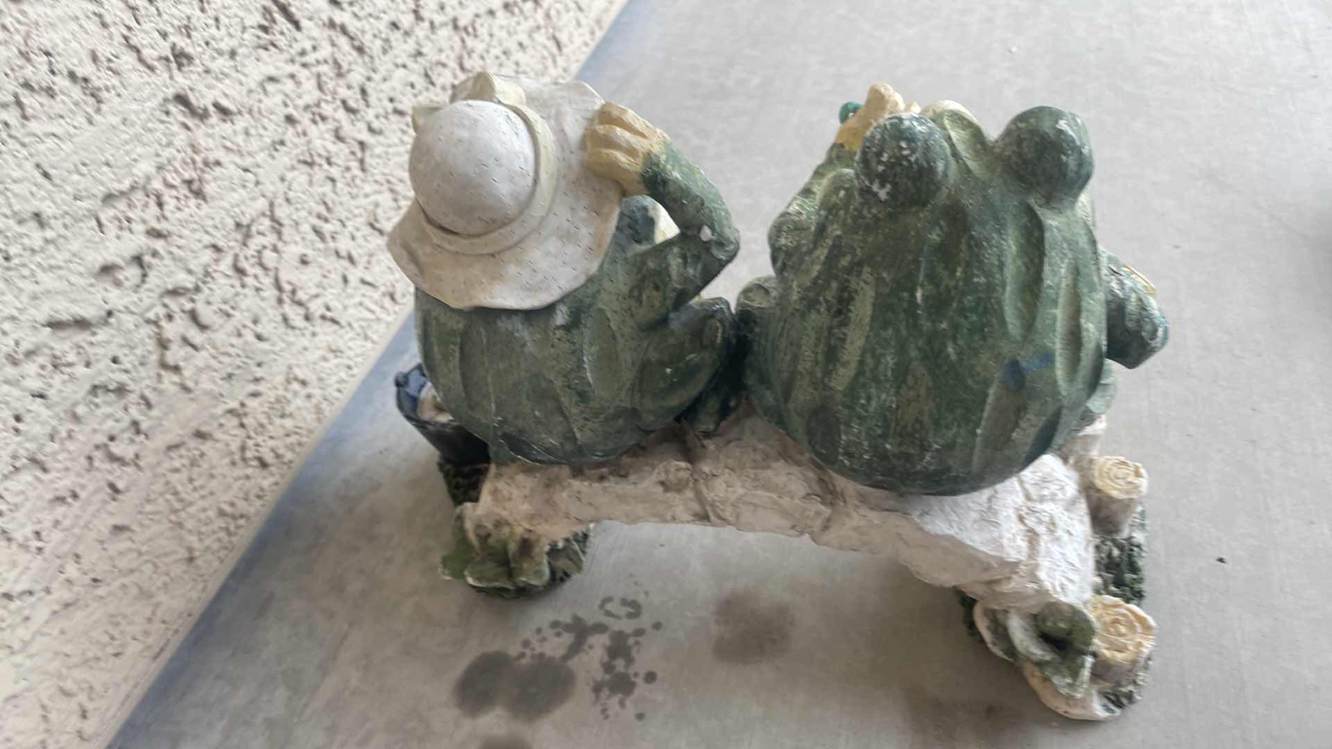 Photo 1 of 2-CAST RESIN FROGS YARD ART LARGEST 10 1/2” x 8”