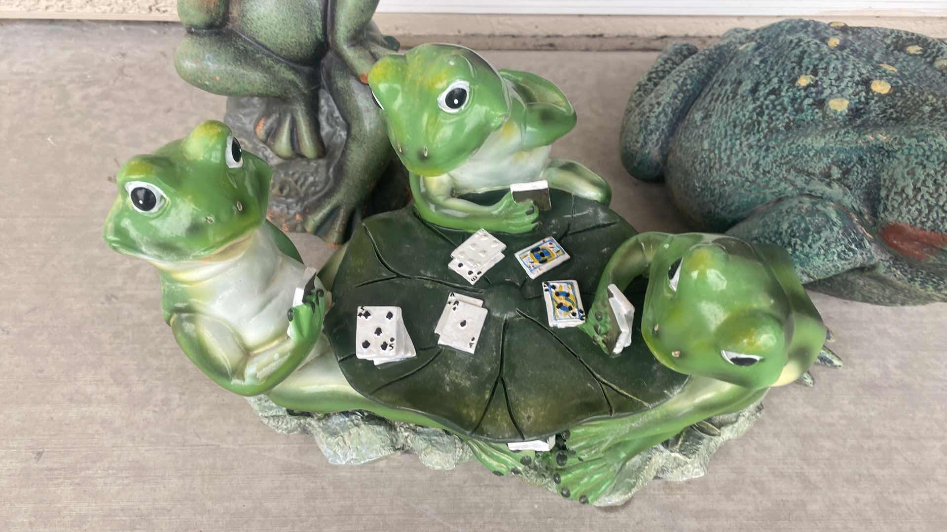 Photo 1 of 3-RESIN FROGS YARD ART LARGEST 13” x 7”