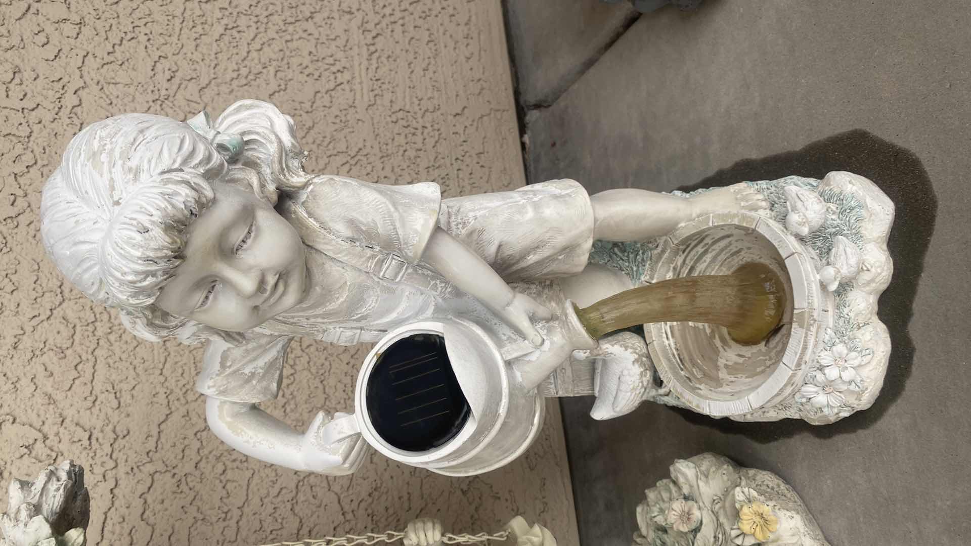 Photo 1 of 2-LIGHT PLASTER FIGURINES CHILDREN YARD ART LARGEST 14” x 18”