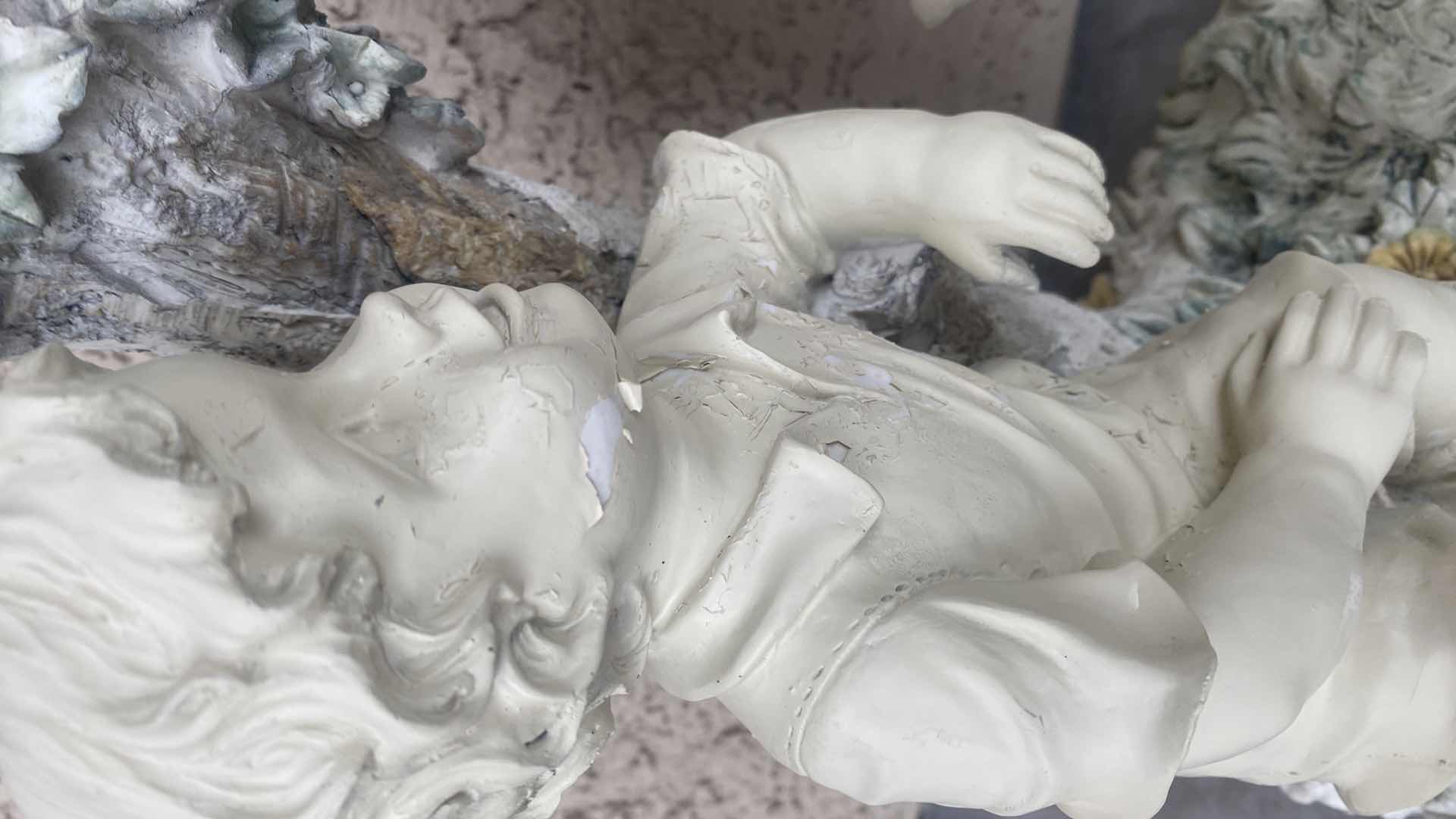 Photo 1 of 2-LIGHT PLASTER FIGURINES CHILDREN YARD ART LARGEST 14” x 18”