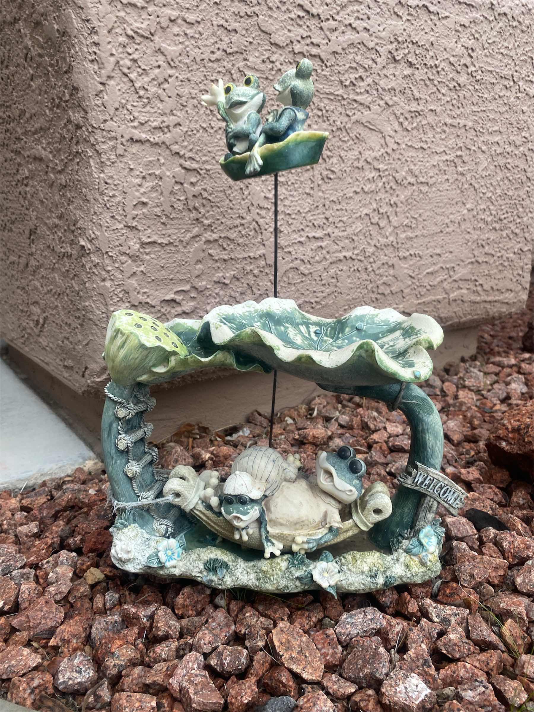Photo 1 of 2-RESIN FROGS YARD ART LARGEST 12” x 9 1/2”
