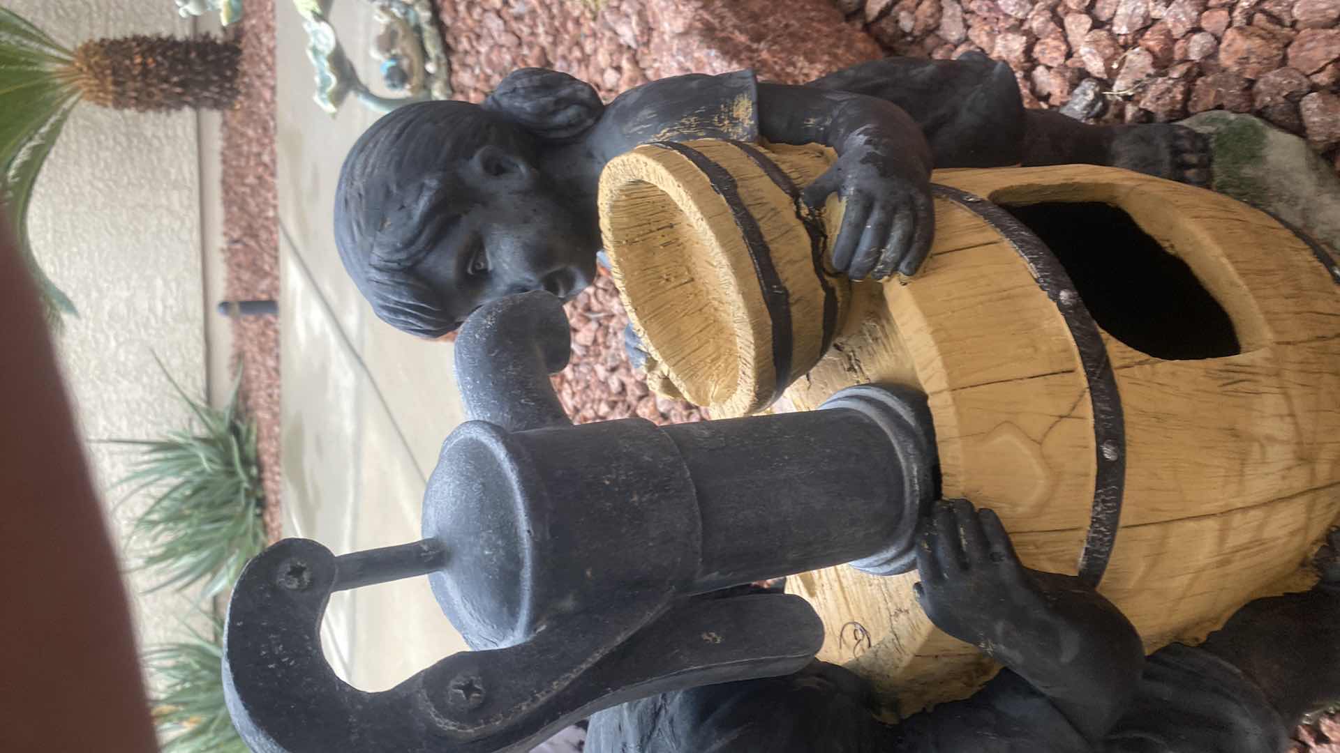 Photo 1 of ANY CAST RESIN CHILDREN AT WATER BARREL YARD ART 17 1/2” x 25”