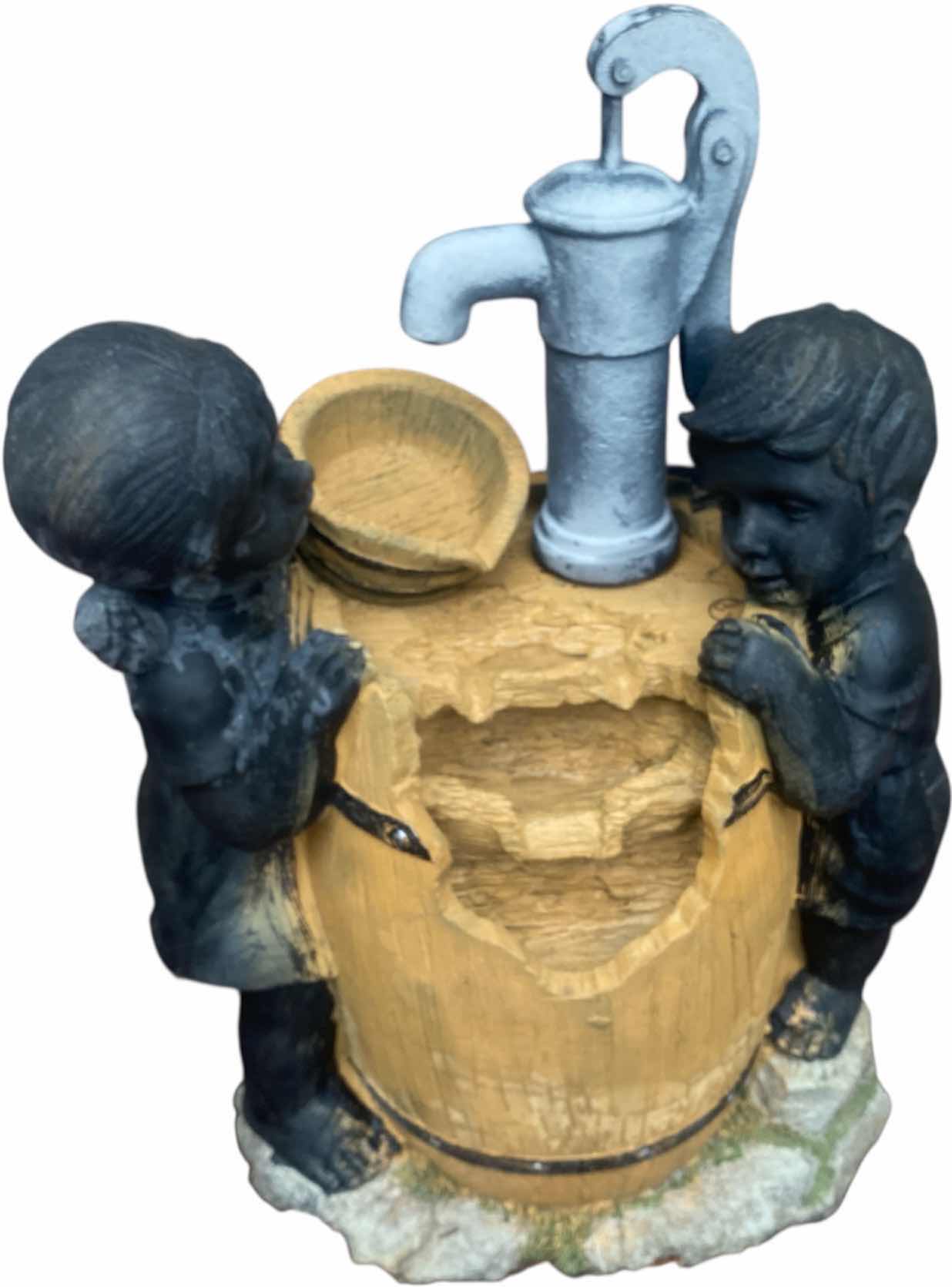 Photo 1 of ANY CAST RESIN CHILDREN AT WATER BARREL YARD ART 17 1/2” x 25”