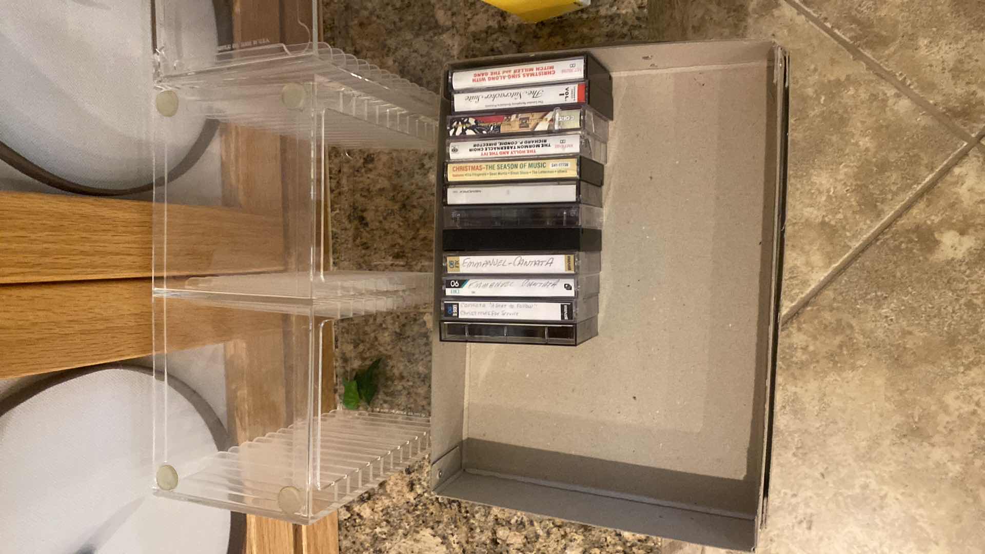 Photo 1 of 4-CD RACKS, 2 BOXES WITH CASSETTES