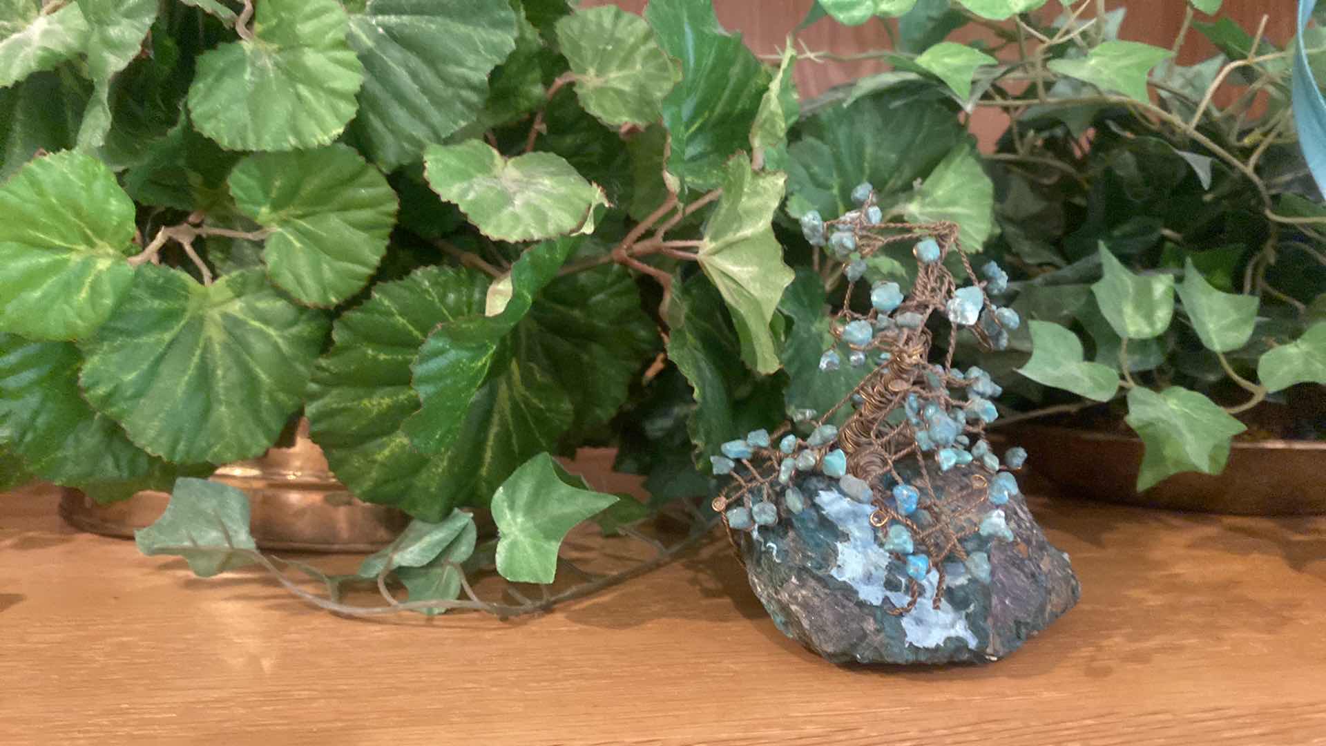 Photo 1 of 4-FAUX PLANTS & 5 SMALL DECOR - TREES BIRD LARGEST H7”