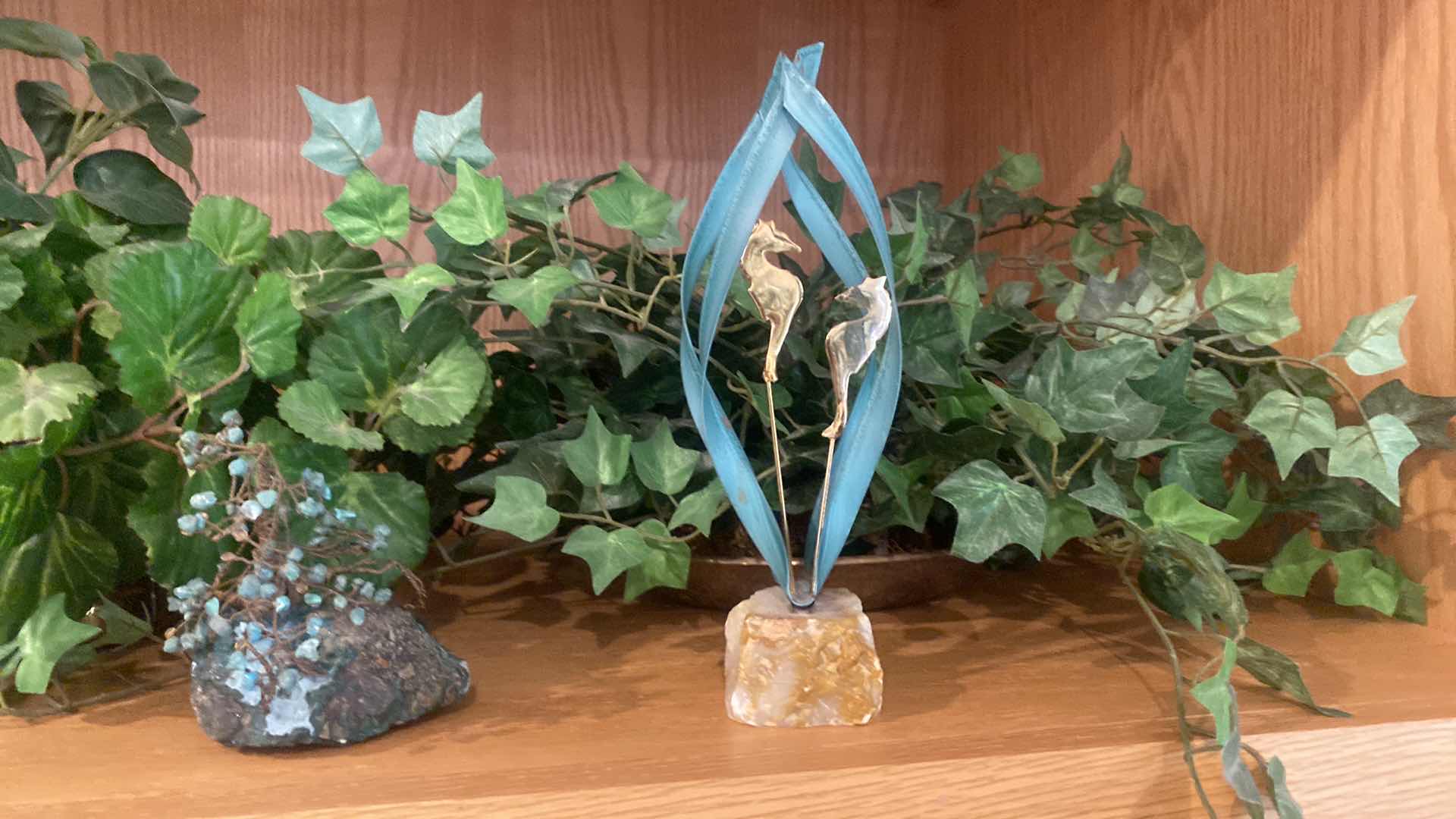 Photo 1 of 4-FAUX PLANTS & 5 SMALL DECOR - TREES BIRD LARGEST H7”