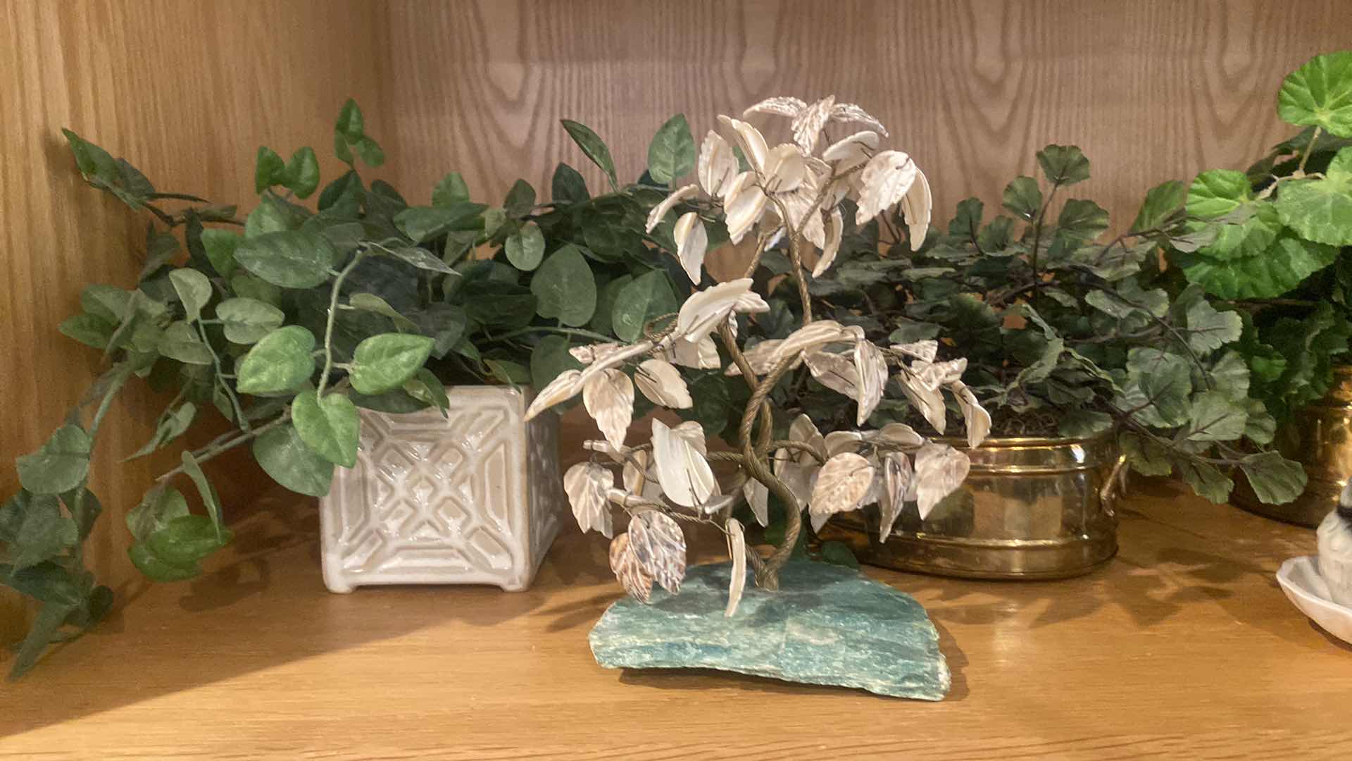 Photo 1 of 4-FAUX PLANTS & 5 SMALL DECOR - TREES BIRD LARGEST H7”