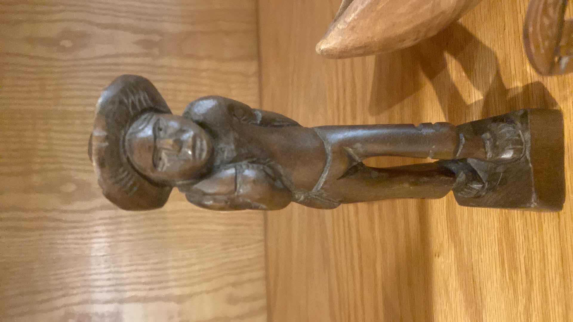 Photo 1 of 4-WOOD CARVED BOWLS & FIGURINE H8 1/2”