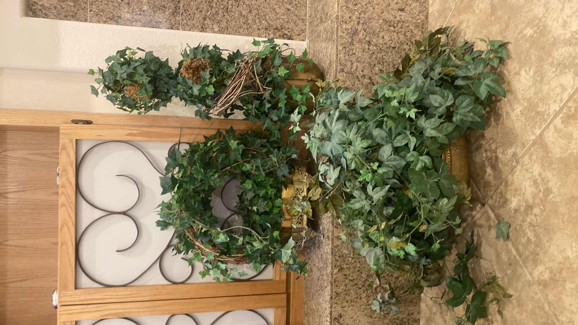 Photo 1 of 3 FAUX PLANTS IN METAL POTS LARGEST H29”