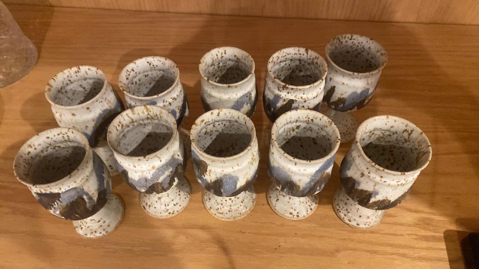 Photo 1 of 10-POTTERY GOBLETS H5 3/4” & DRINK DISPENSER