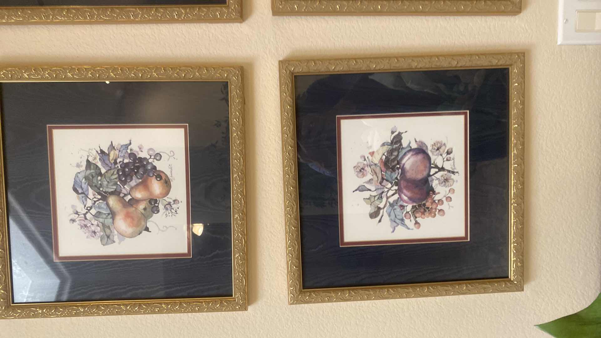 Photo 1 of 4-FRAMED FRUIT PRINTS ARTWORK 15” x 15”