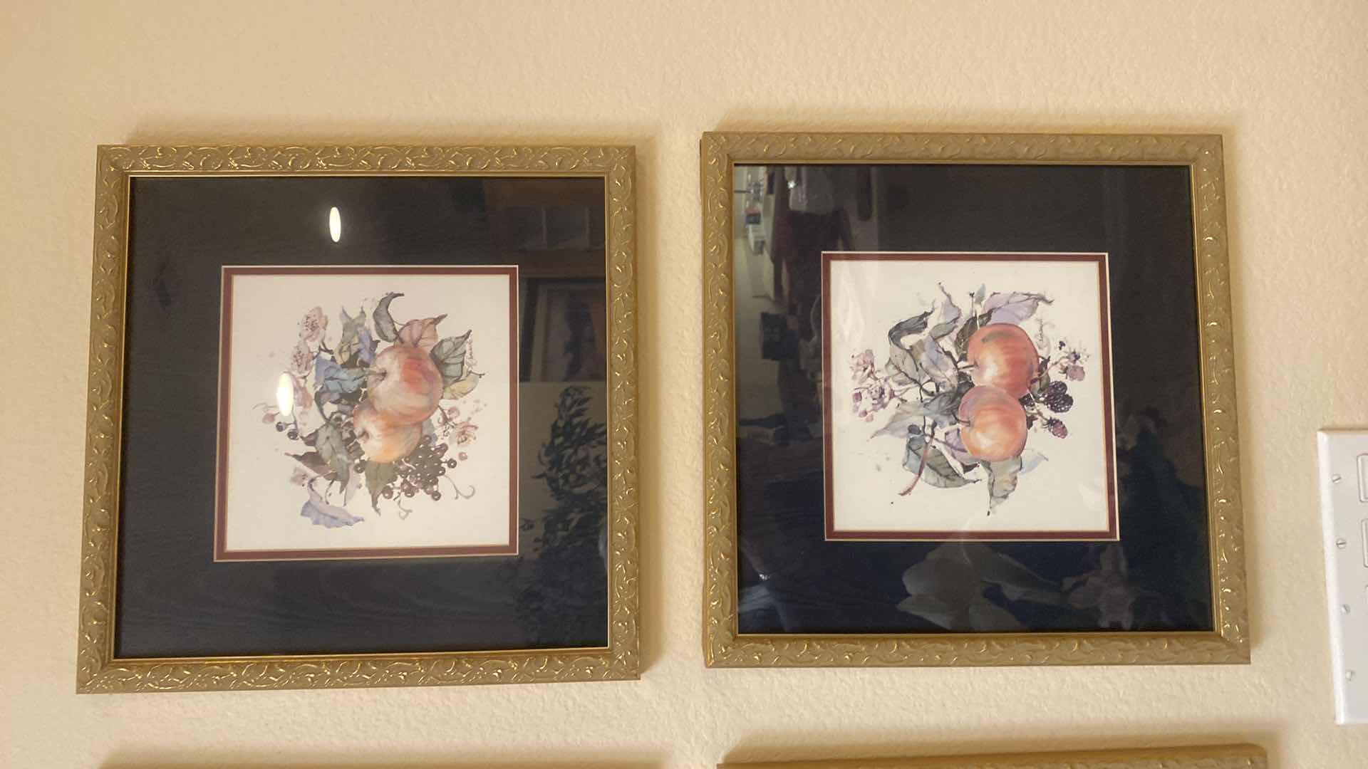 Photo 1 of 4-FRAMED FRUIT PRINTS ARTWORK 15” x 15”
