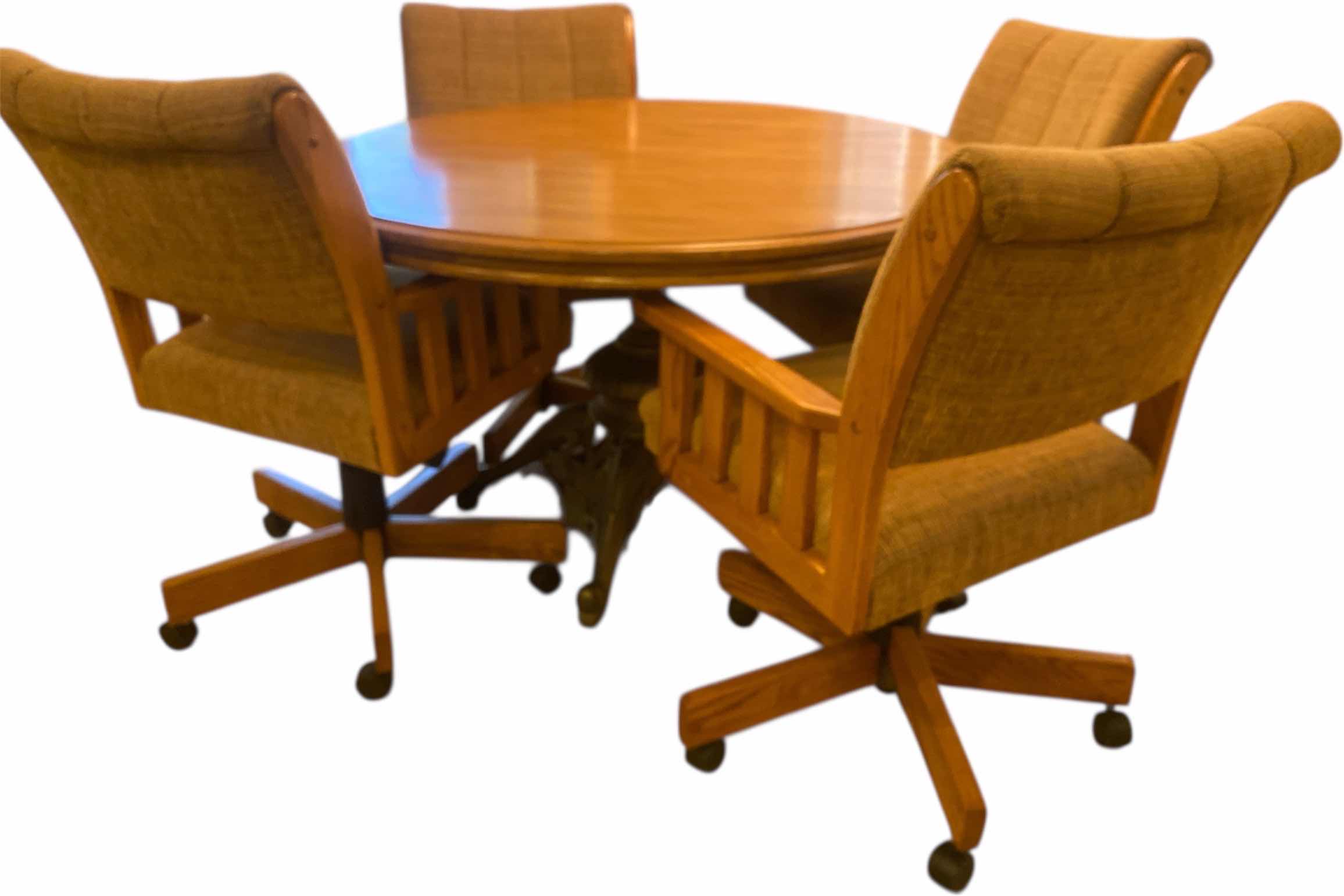 Photo 1 of 48” ROUND 5 PIECE DINING SET- CHAIRS HAVE WHEELS H29”