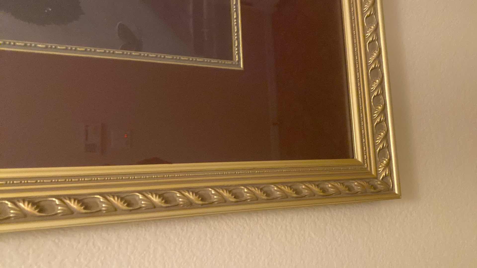 Photo 1 of FRAMED GOLD WOOD FLORAL PRINT ARTWORK 35” x 42”