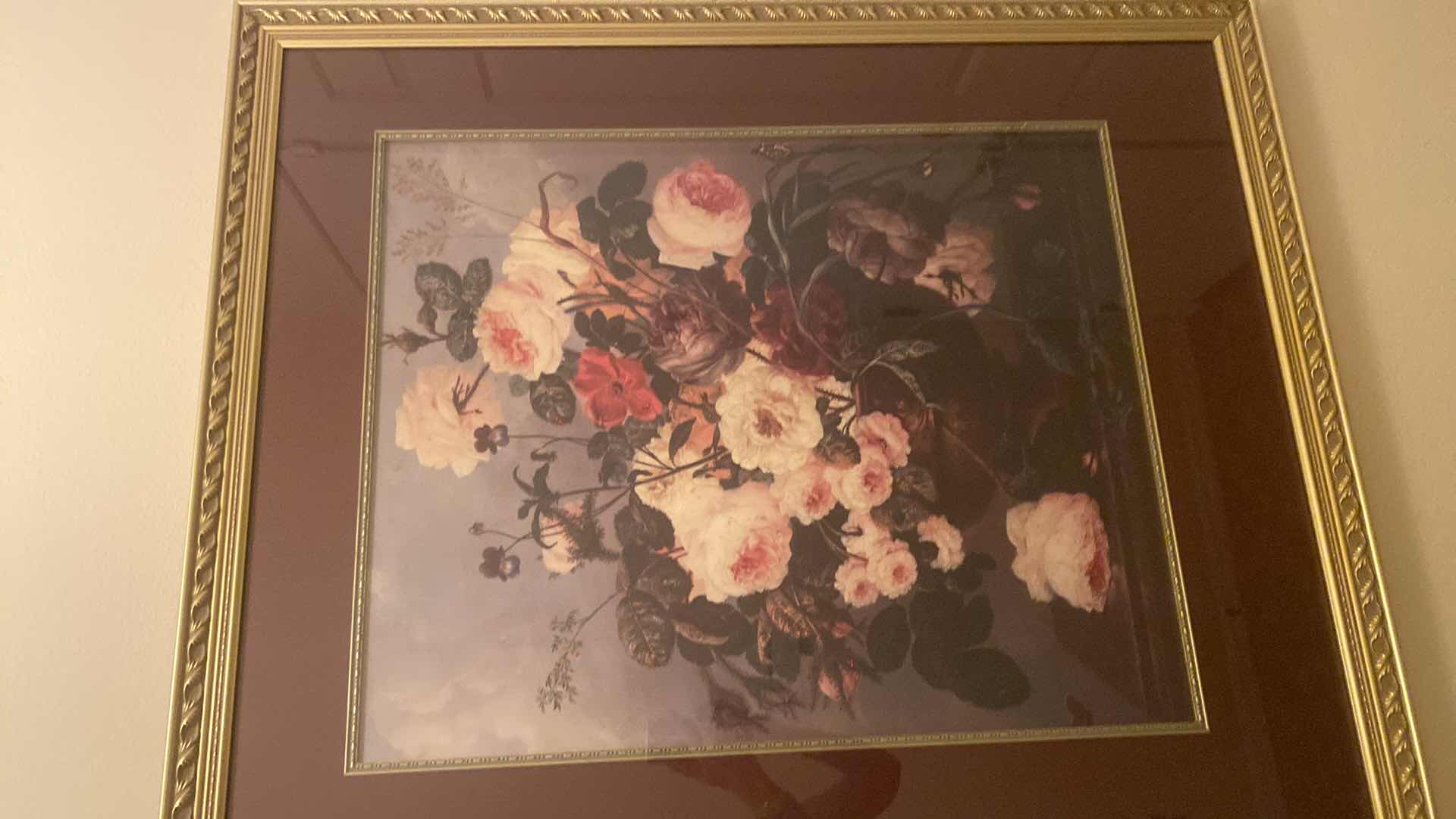 Photo 1 of FRAMED GOLD WOOD FLORAL PRINT ARTWORK 35” x 42”