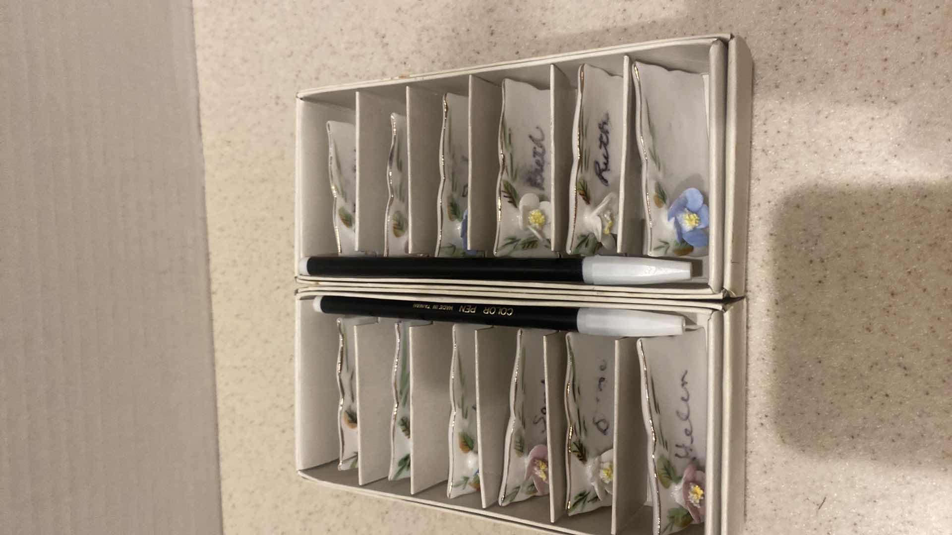 Photo 1 of 12-PLACE CARD SET GLAZED CERAMIC