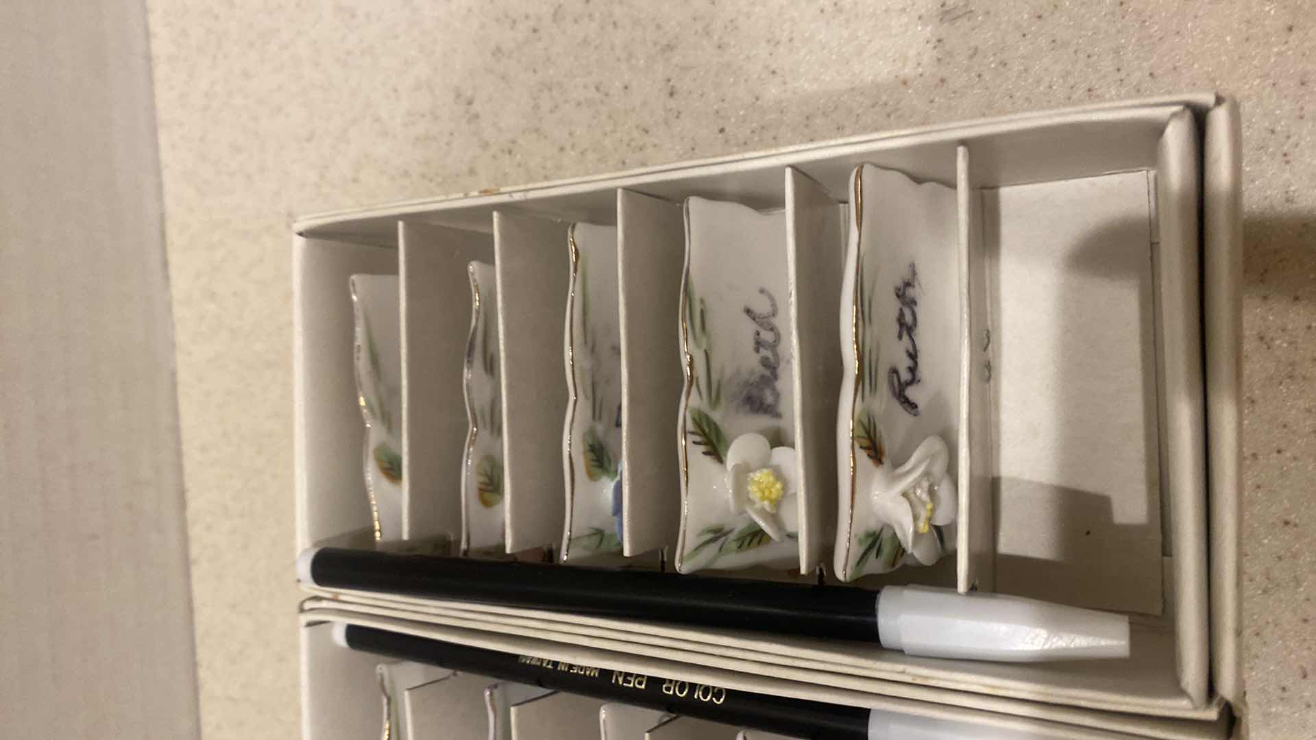 Photo 1 of 12-PLACE CARD SET GLAZED CERAMIC