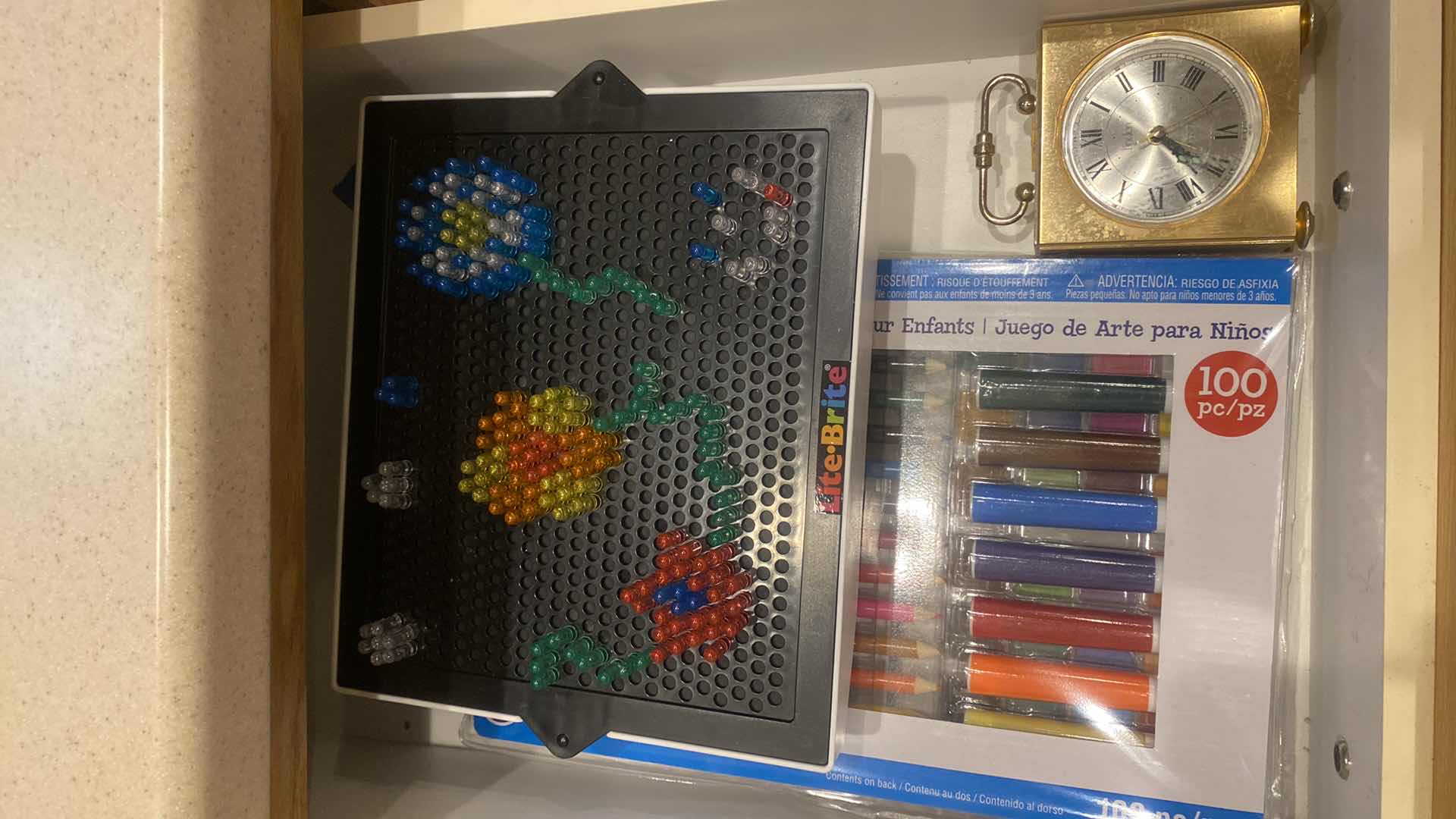 Photo 1 of CONTENTS 2 DRAWERS-HOUSEHOLD ITEMS, LUGHT BRITE & COLORED PENCILS