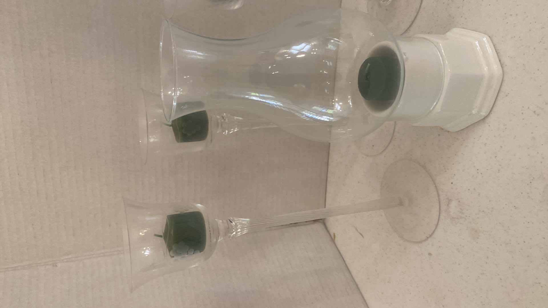 Photo 1 of 5-ETCHED GLASS VOTIVE HOLDRRS & HURRICANE STYLE CANDLE HOLDER