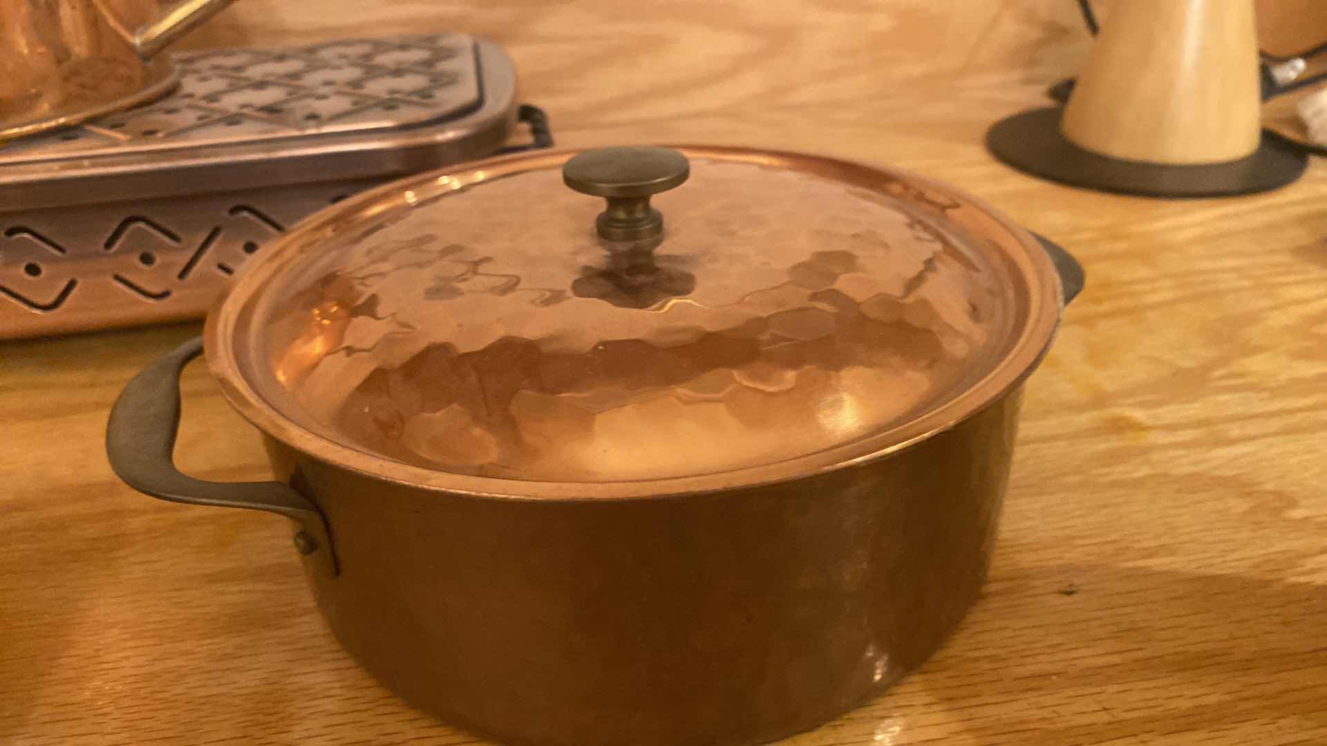 Photo 1 of COPPER COOKWARE, CANDLE HOLDERS & WATERING CAN