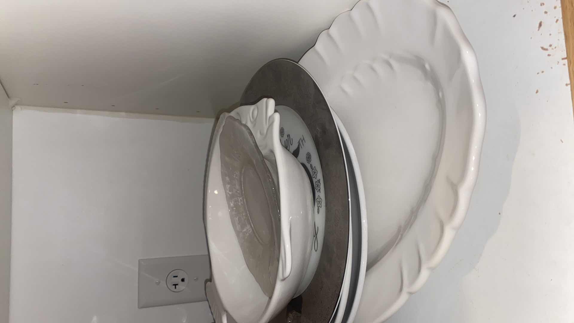 Photo 1 of CONTENTS OF CABINET - WHITE SERVE WARE