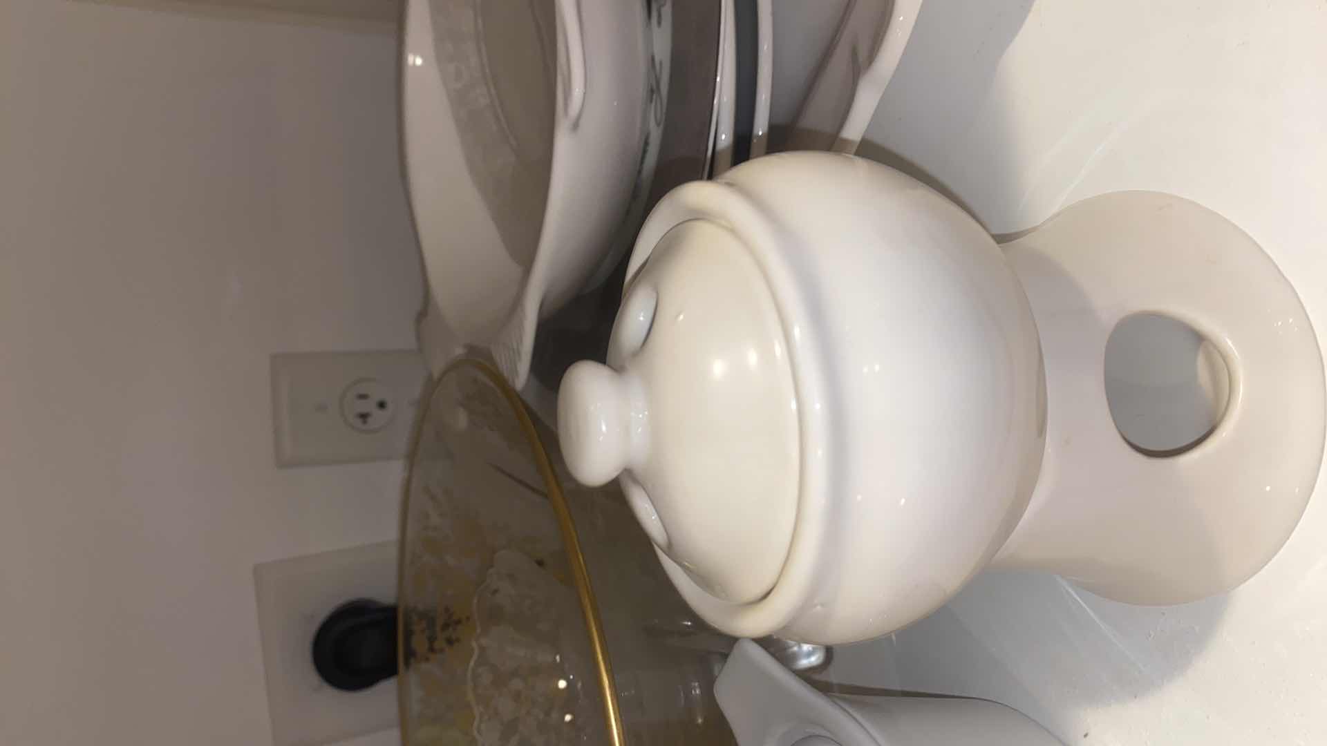 Photo 1 of CONTENTS OF CABINET - WHITE SERVE WARE