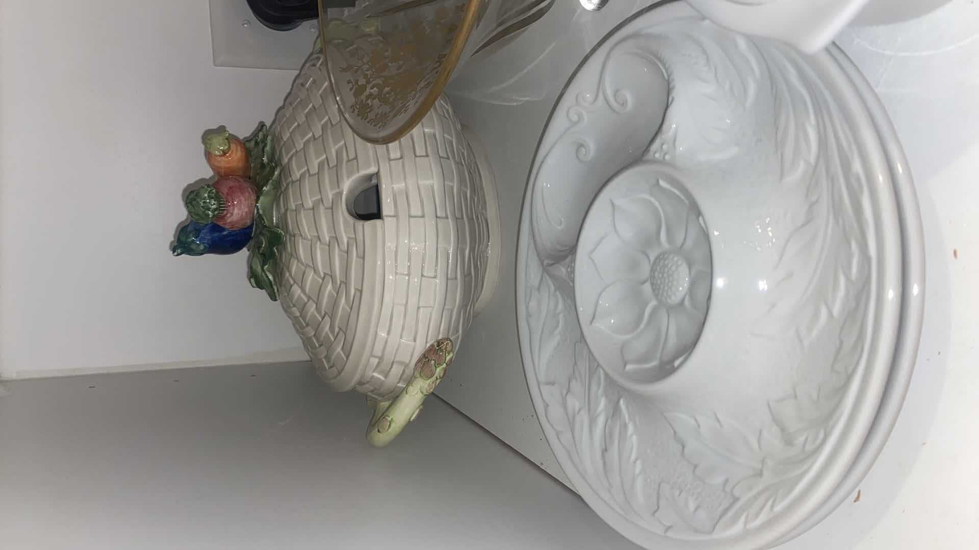 Photo 1 of CONTENTS OF CABINET - WHITE SERVE WARE