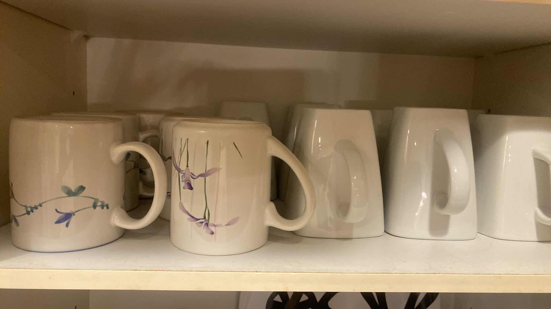 Photo 1 of CONTENTS OF CABINET - MELAMINE DINNERWARE & CERAMIC COFFEE CUPS