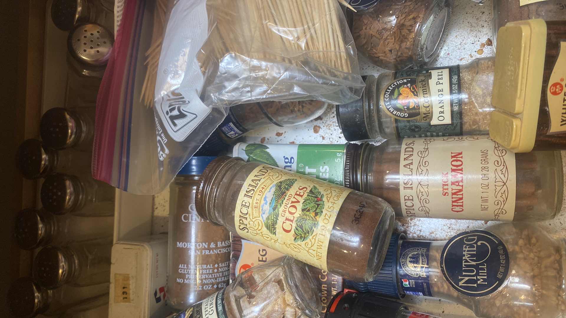 Photo 1 of CONTENTS OF CABINET SPICES SALT & PEPPER SHAKERS