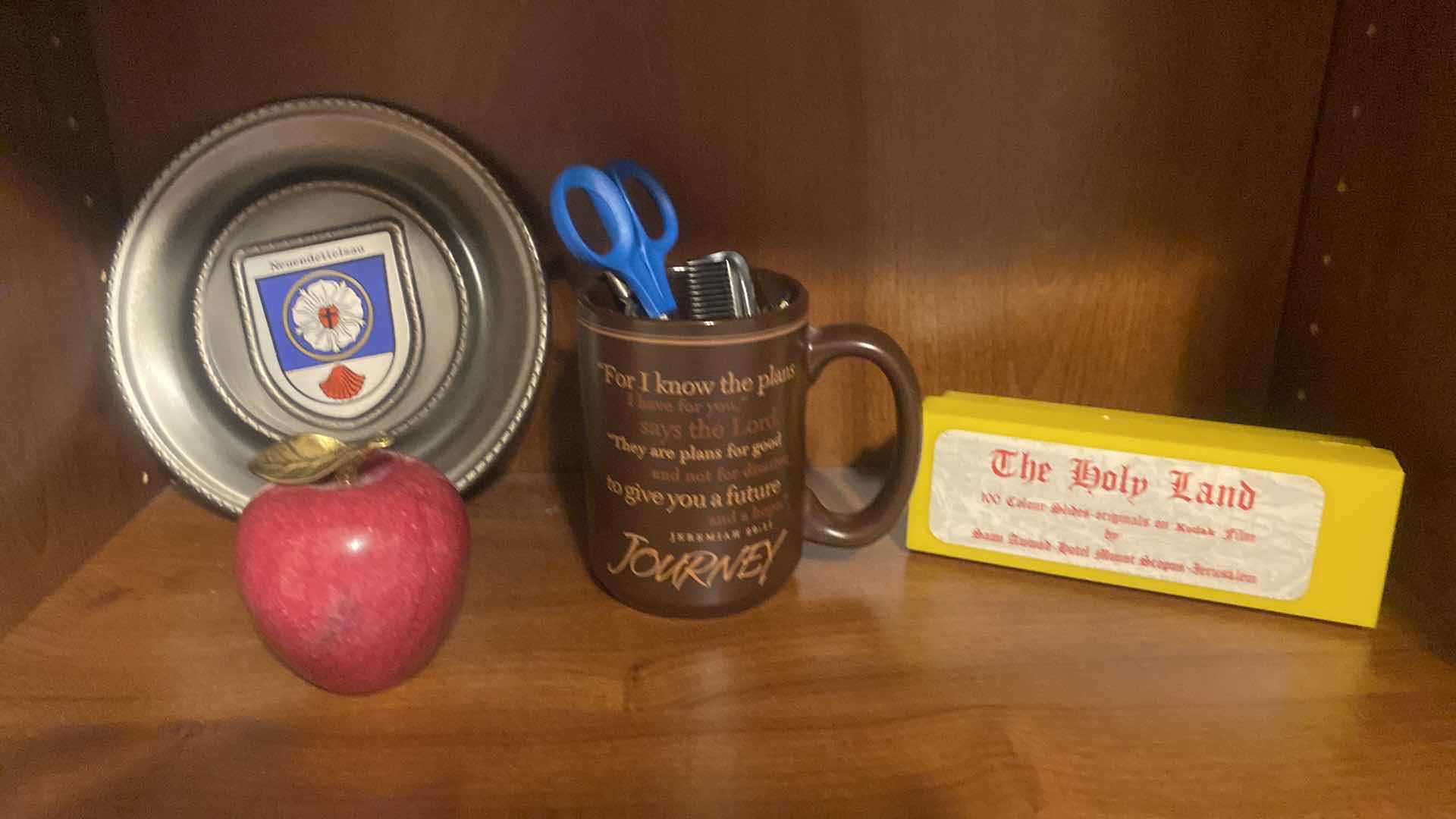 Photo 1 of HOLY LAND SLIDES, COFFEE CUP APPLE & PEWTER PLATE 7 1/2”