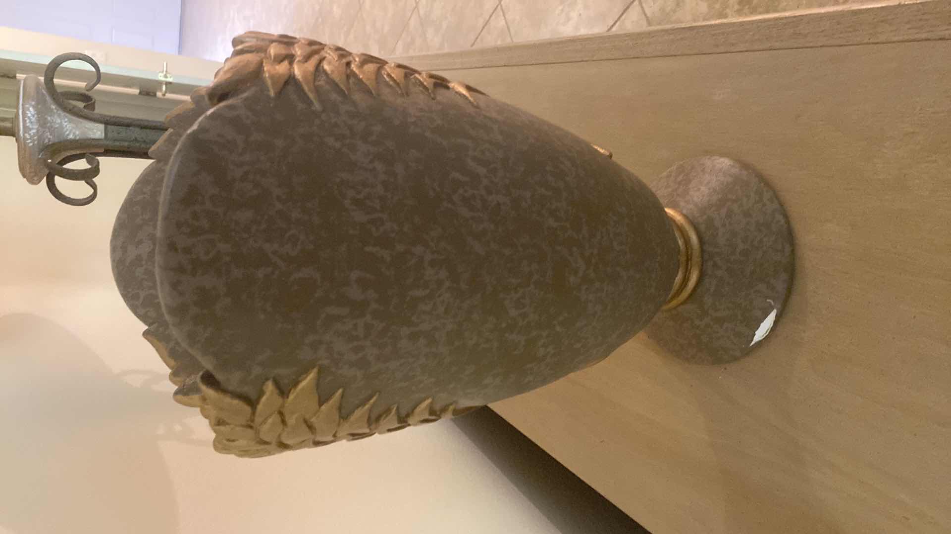 Photo 1 of GOLD CERAMIC VASE H17” & 2 CANDLESTICKS H16”