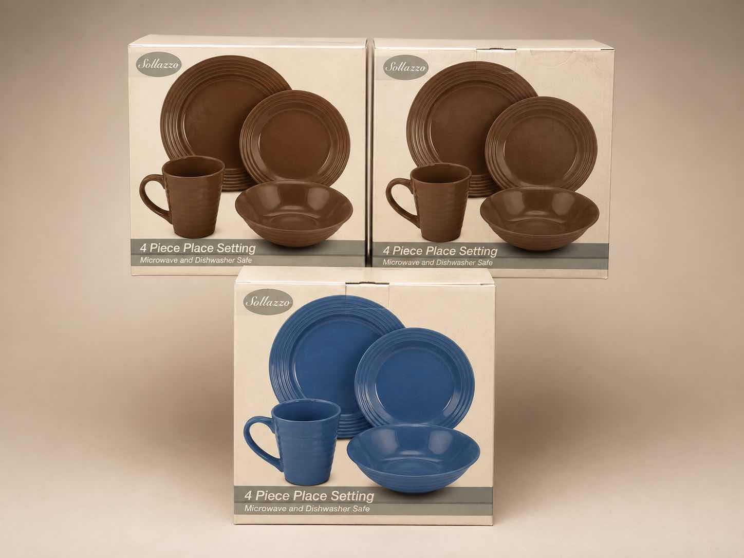 Photo 1 of THREE BOXED 4 PIECE PLACE SETTINGS, MICROWAVE AND DISHWASHER SAFE