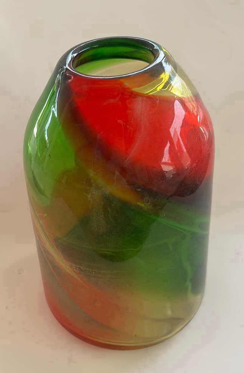 Photo 1 of HAND BLOWN GLASS VASE H10”