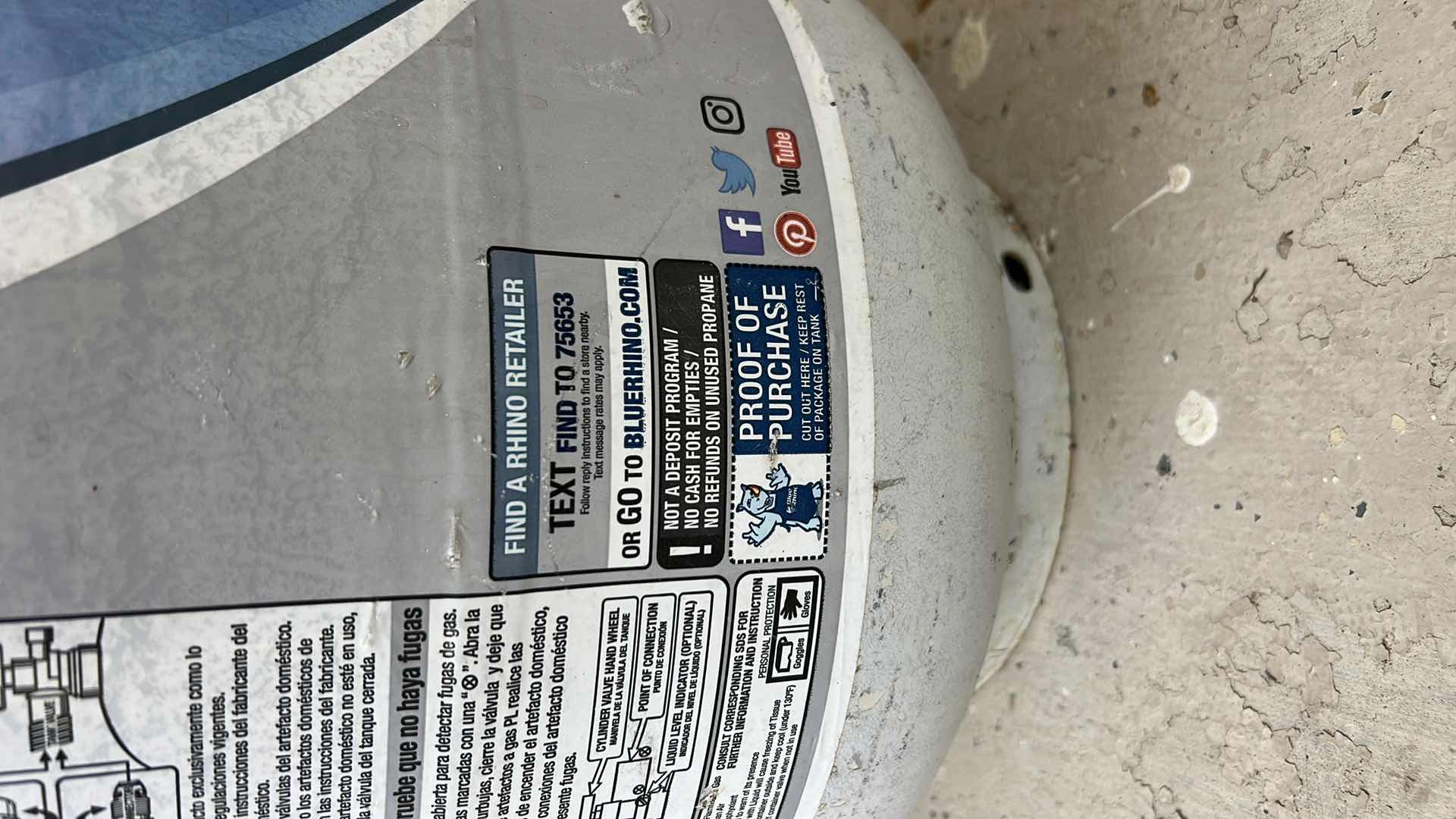 Photo 1 of BLUE RHINO PROPANE TANK