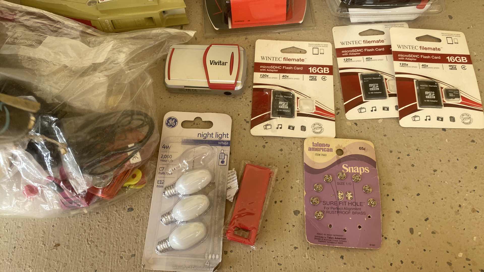 Photo 1 of BOX WITH ASSORTED WIRES, FLASHCARDS, NIGHTLIGHT BULBS