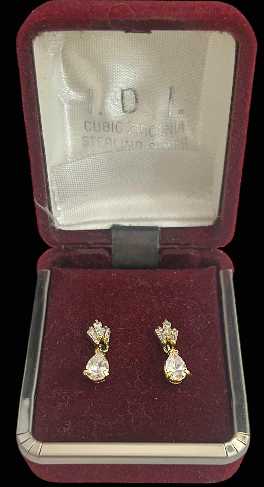 Photo 1 of STERLING AND CUBIC ZIRCONIA PIERCED EARRINGS