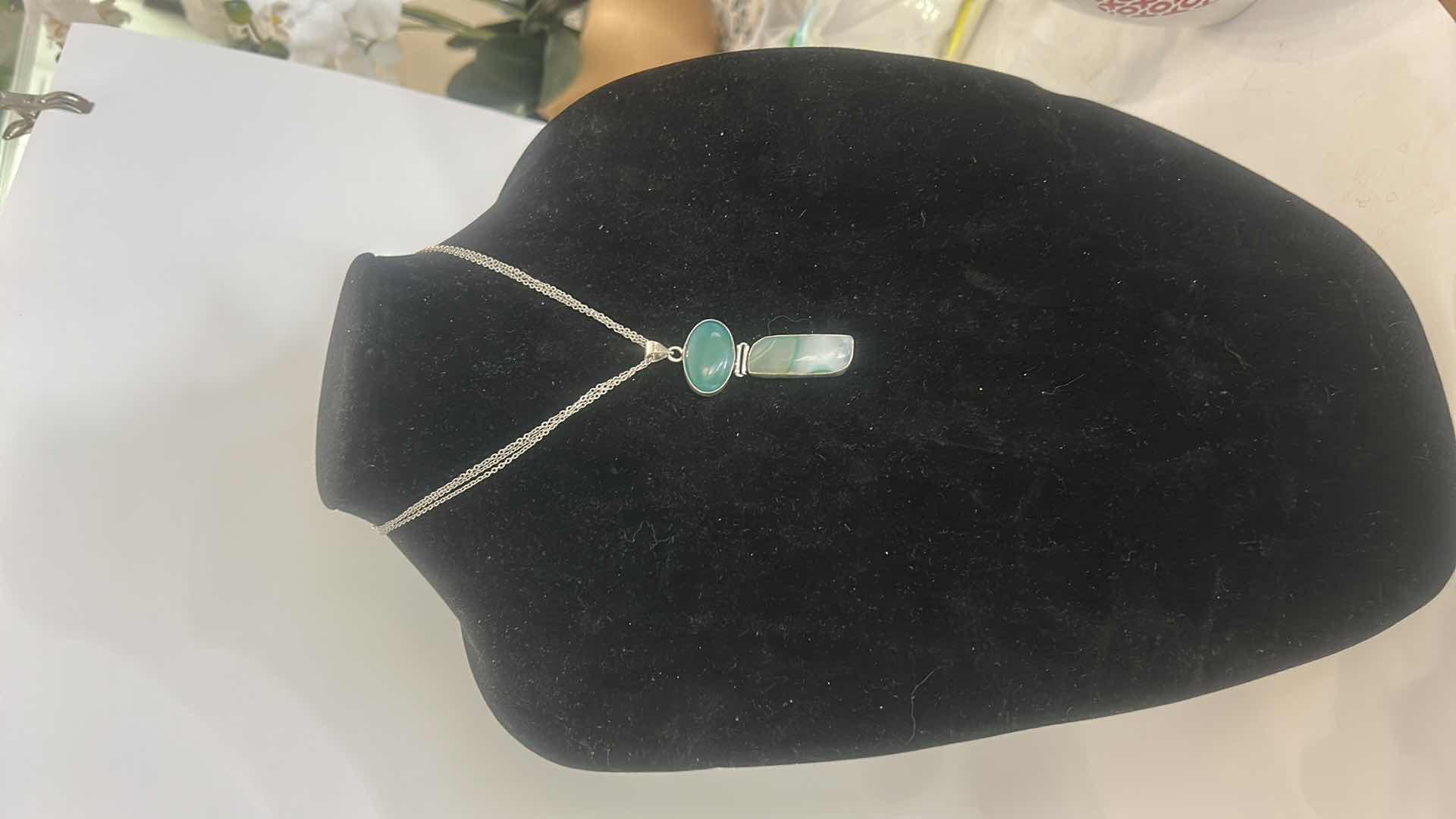 Photo 1 of STERLING SILVER WITH STONES PENDANT AND SILVER TONE CHAIN