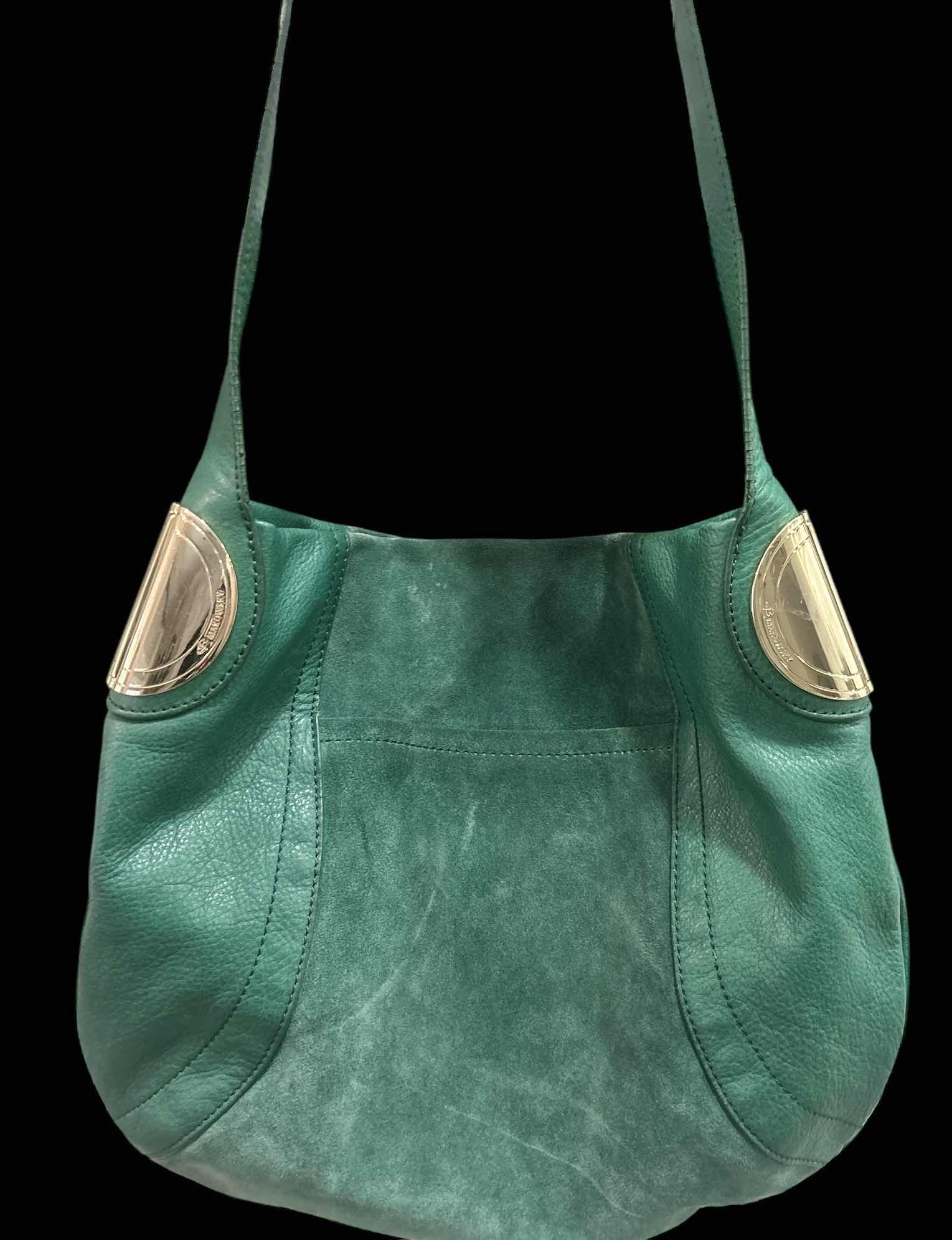 Photo 1 of VINTAGE GREEN LEATHER AND SUEDE HANDBAG