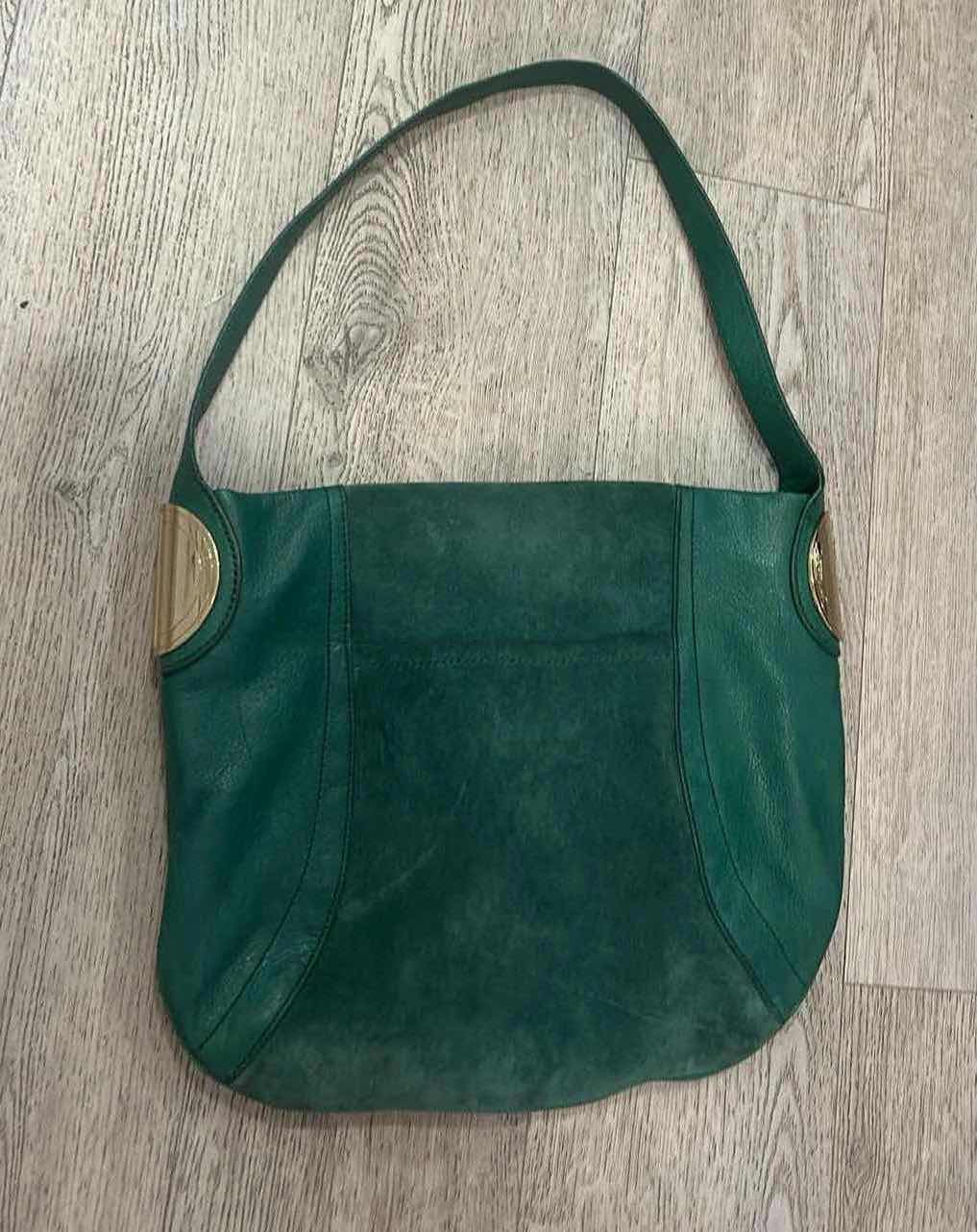 Photo 1 of VINTAGE GREEN LEATHER AND SUEDE HANDBAG