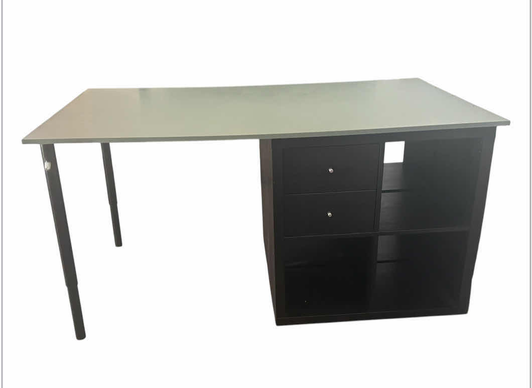 Photo 1 of 200
BLACK WOODEN ORGANIZING CRAFTING TABLE WITH 4 DRAWERS AND SHELF UNITS,
62” X 36” X H31.5”