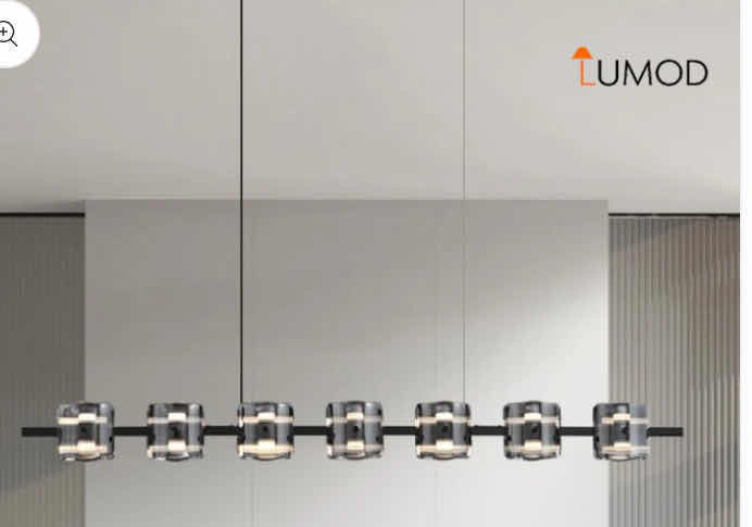 Photo 1 of NIB - VERA LUXURIOUS GLASS LINEAR HANGING LIGHT FIXTURE 48” x 3.6” H8” LL-1003MF