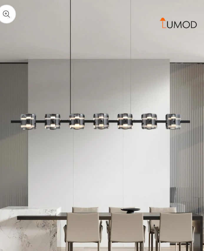 Photo 1 of NIB - VERA LUXURIOUS GLASS LINEAR HANGING LIGHT FIXTURE  48” x 3.6” H8” LL-1003MF