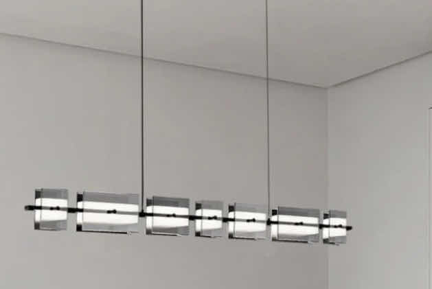 Photo 1 of NIB - SAXTON INDUSTRIAL BLACK & SMOKED GLASS MULTIPLE LINEAR HANGING LIGHT 168cm X 16cm LL-1011-MF