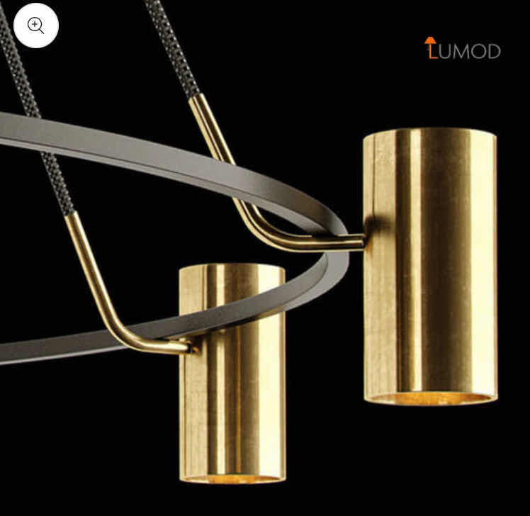 Photo 1 of NIB - HATTIE RETRO BLACK & BRUSHED GOLD LOFT MULTIPLE SHADE IRON CHANDELIER DIAMETER 110 X 15cm LL-1060MF