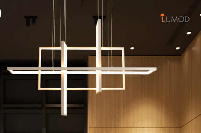 Photo 1 of NIB - SCARLETT MODERN WHITE RECTANGLE GEOMETRIC LED CHANDELIER 40”x 10“ H20” LL-1086-MF