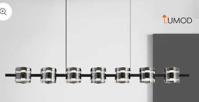 Photo 1 of NIB - VERA LUXURIOUS BLACK & GLASS LINEAR HANGING LIGHT FIXTURE 64“ x 3.6“ H8“ LL-1004-MF